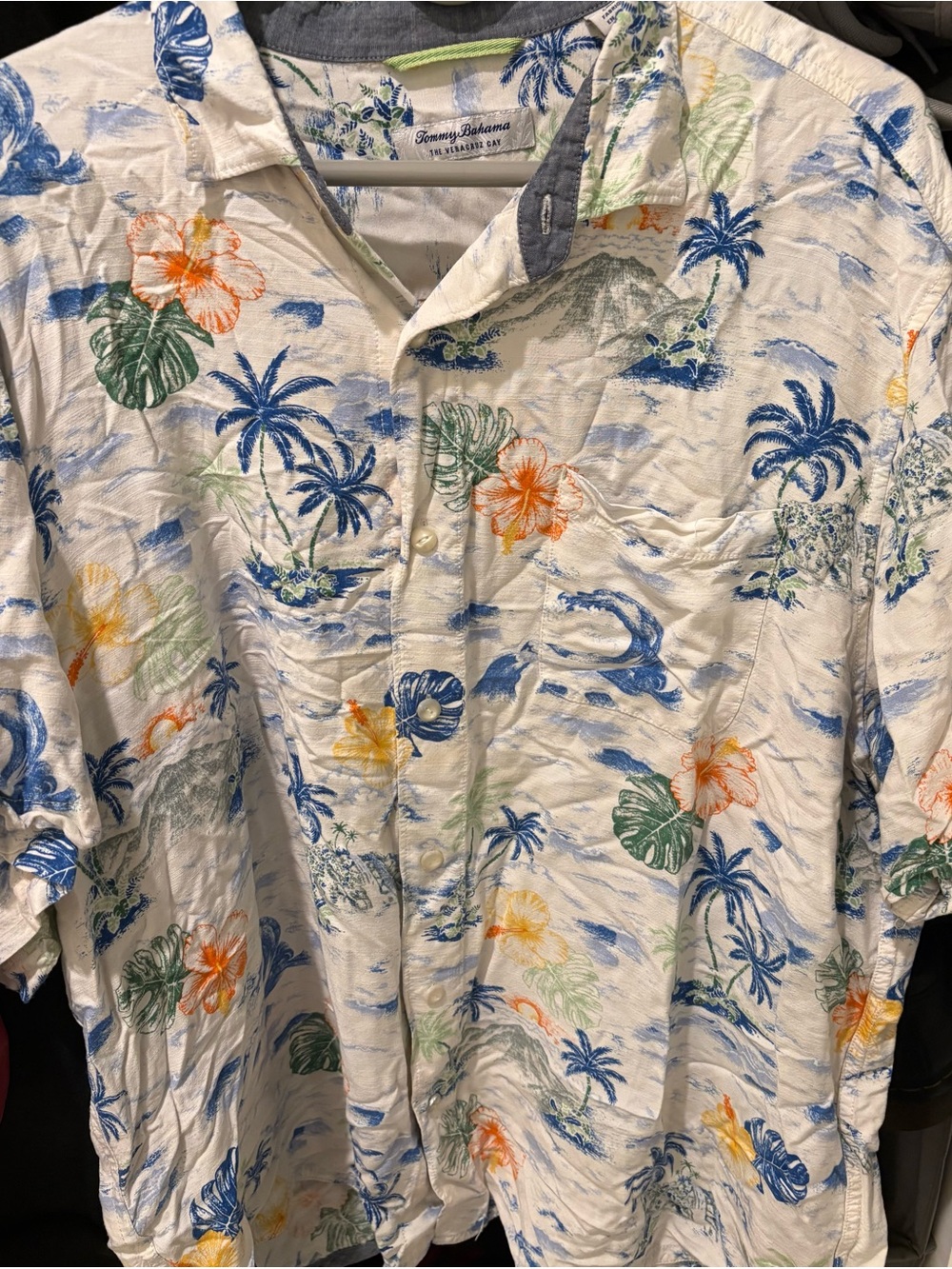 Tommy Bahama Men's White Tropical Hibiscus Short-Sleeve Shirt